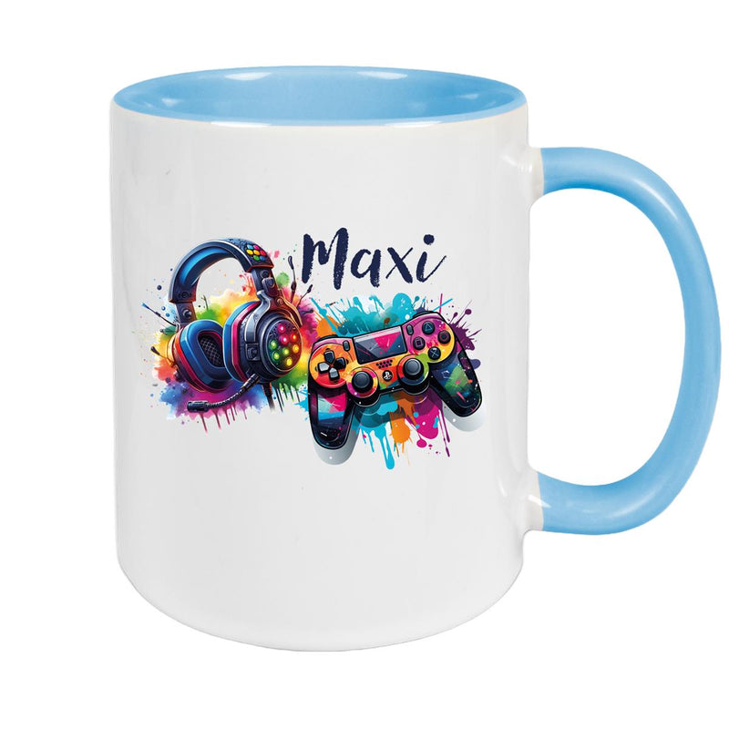 Gamer Mug with Name, Ceramic Children's Mug, Personalized, Various Colors