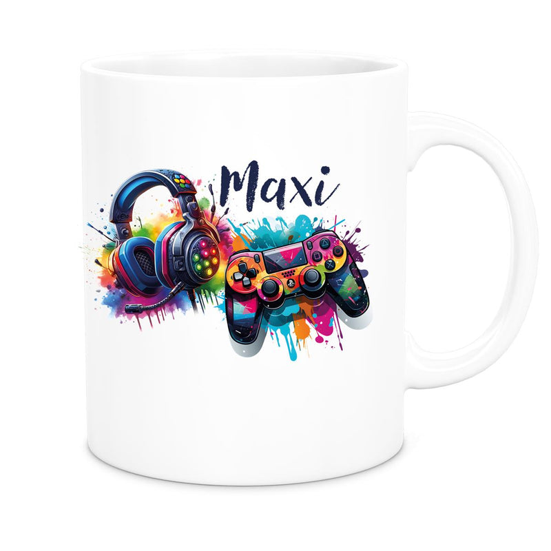 Gamer Mug with Name, Ceramic Children's Mug, Personalized, Various Colors