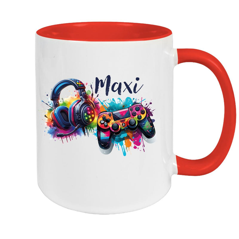 Gamer Mug with Name, Ceramic Children's Mug, Personalized, Various Colors