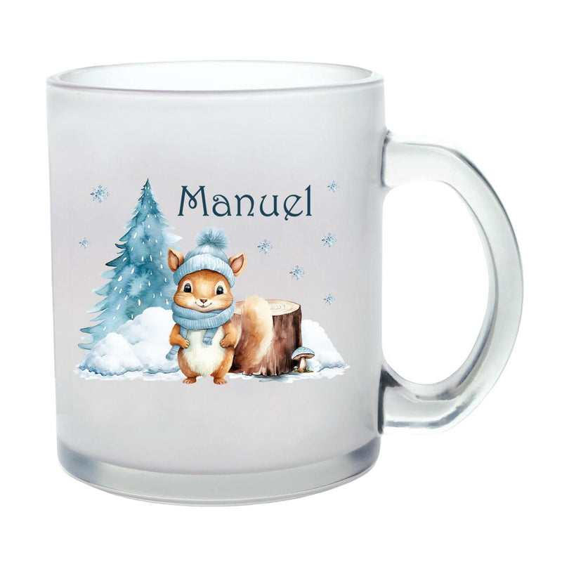 Milchglastasse Wunschname Weihnachten Eichhörnchen 1 Glas Kinderbecher SONDEREDITION