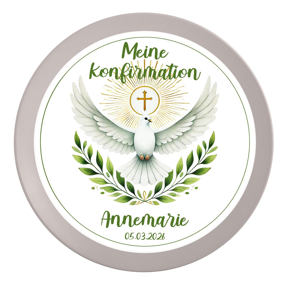 Tortenaufleger Konfirmation Heiliger Geist 1 Name & Datum (20cm)