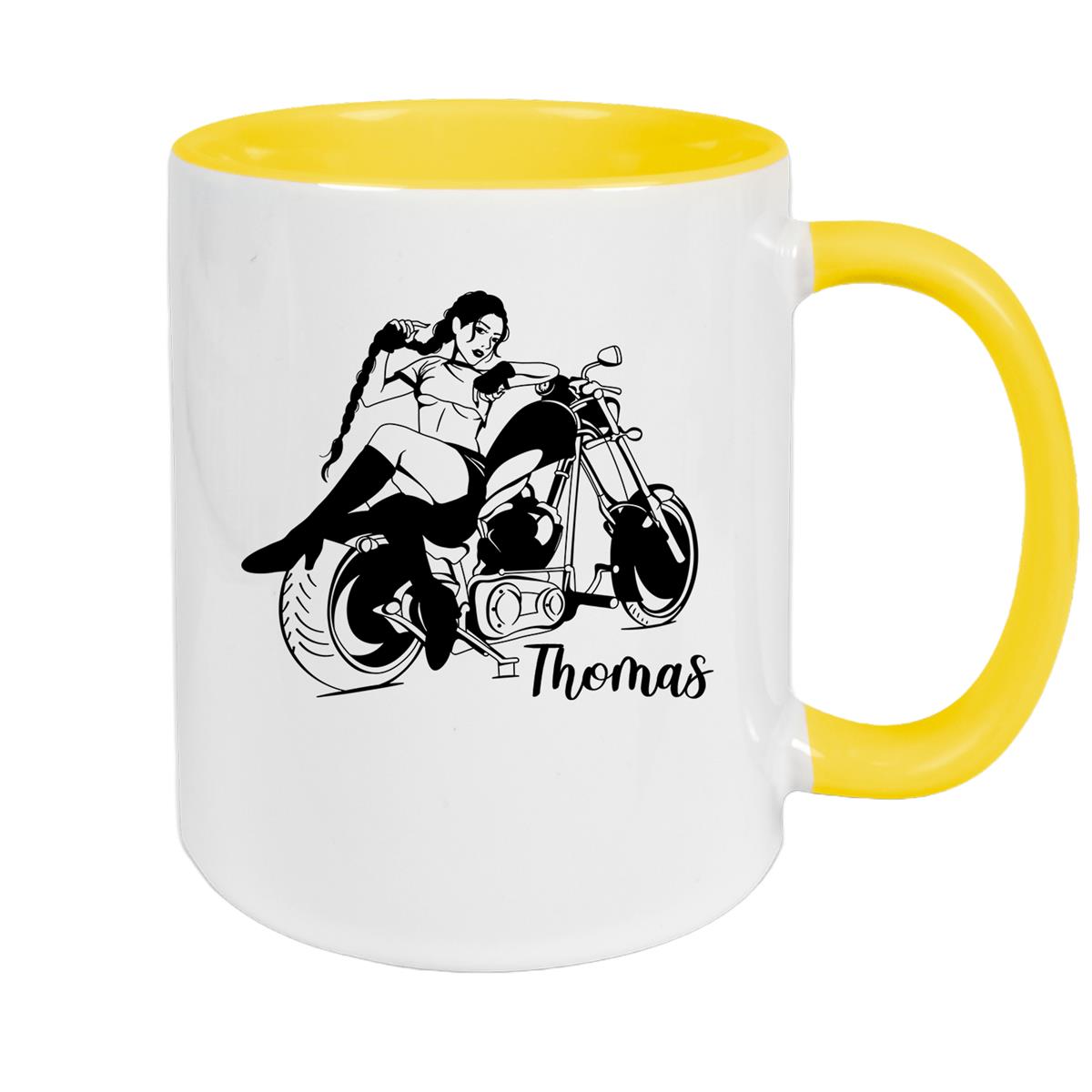Tasse Bike 01, Biker Girl, Motorrad Keramik personalisiert versch. Farben