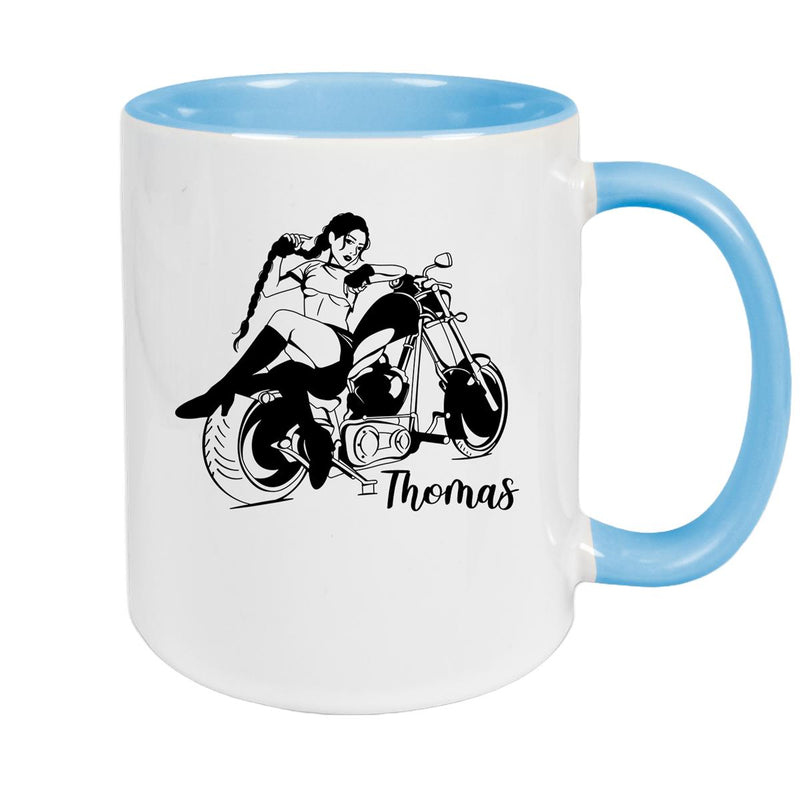 Tasse Bike 01, Biker Girl, Motorrad Keramik personalisiert versch. Farben