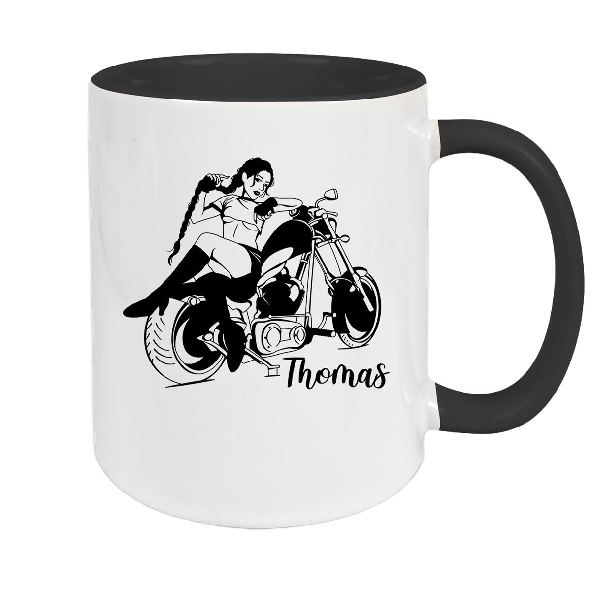 Tasse Bike 01, Biker Girl, Motorrad Keramik personalisiert versch. Farben
