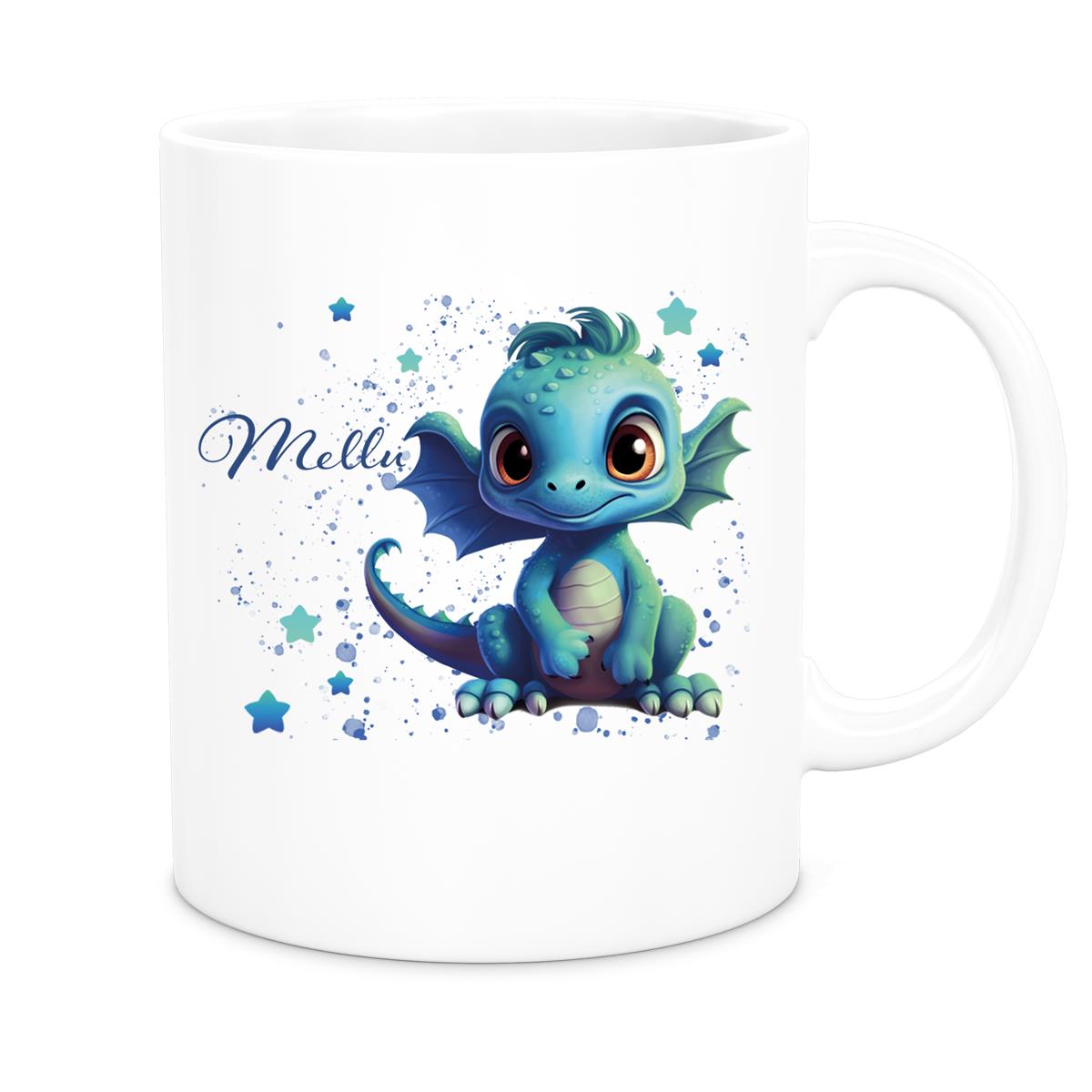 MUCKKI-PRO:f68868aa9759094ee4ae428d22dfcfd8aaf72f95fbca2328402ea4cb6d0a939e:Tasse Wunschname Drache 2 Keramik Kinderbecher versch. Farben