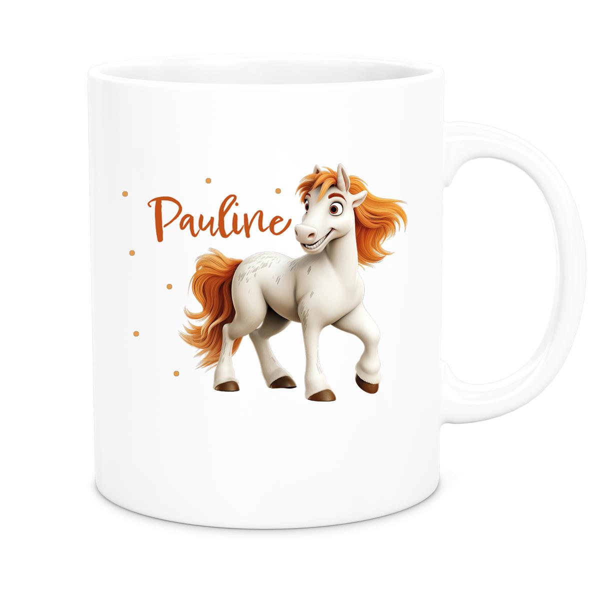 MUCKKI-PRO:4578161c57ae77f07c9f0e9a776496b568156ce835e8d6eb5d27ee0dedff8622:Tasse Pferd 1 Wunschname Keramik Kinderbecher personalisiert versch. Farben