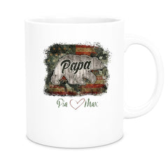 Tasse Vatertag 7 Papa "Bär" Wunschnamen Keramik Personalisiert versch. Farben