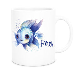 Tasse Wunschname Meerestiere-Fisch 2 Keramik Kinderbecher versch. Farben