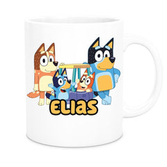 Tasse Bluey 2 Wunschname Keramik Kinderbecher personalisiert versch. Farben