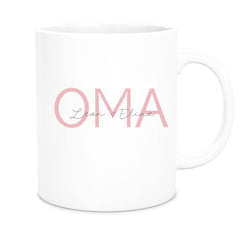 Tasse, Oma, Muttertag, Geburtstag 1 Wunschnamen Keramik Personalisiert versch. Farben