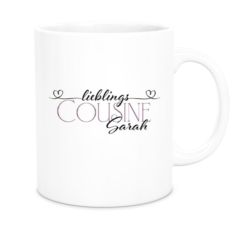 Tasse Wunschname Lieblings-Cousine 1 personalisiert Keramik versch. Farben