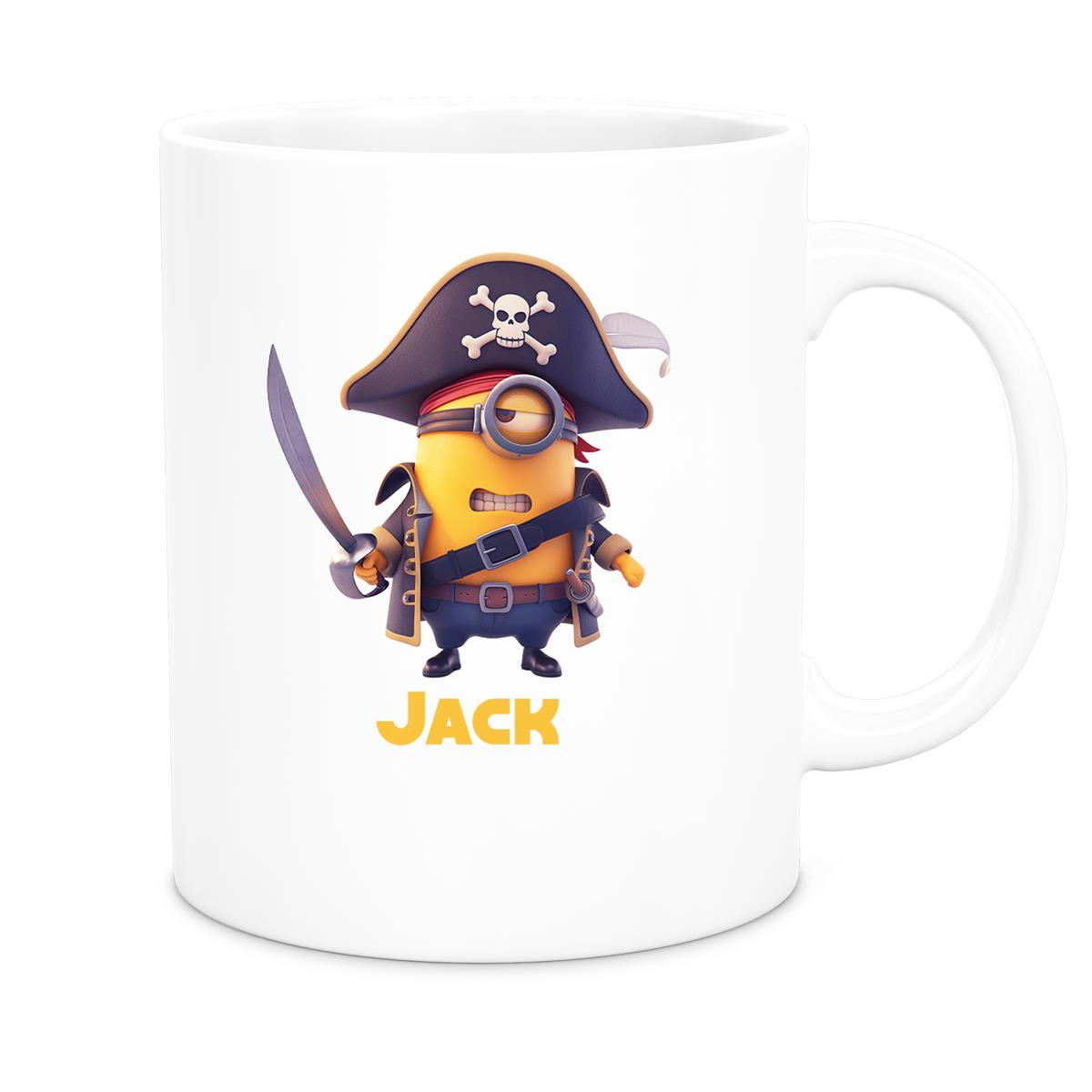 MUCKKI-PRO:359611149cfa875f7fda5af399b0748836f0d34cdcbed634afbdb2dc102c758f:Tasse Minions Kinder Minion 1 Pirat Wunschname Keramik Kinderbecher personalisiert versch. Farben