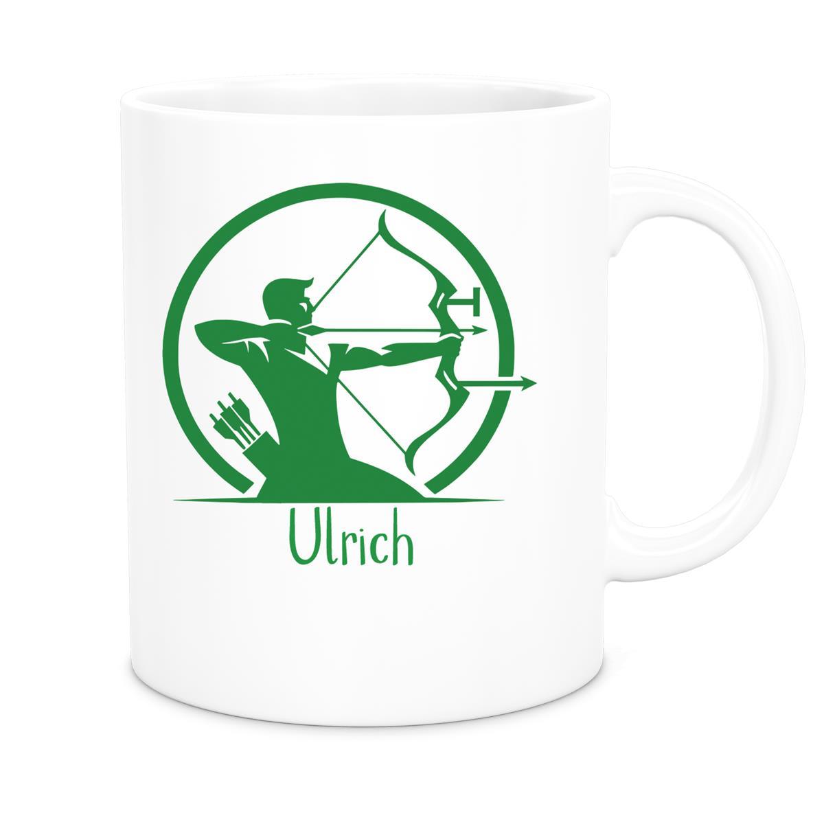 MUCKKI-PRO:6307aac1922d7e17d63578d4d5c15f7e207484d4bf0567f2c17ca80b6435f6ee:Tasse Bogenschütze 1 Wunschname Keramik personalisiert versch. Farben