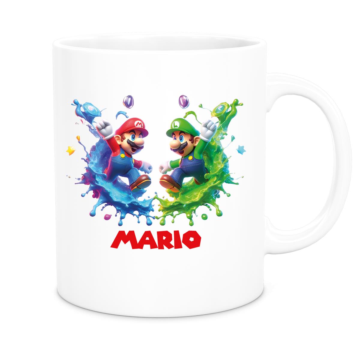 MUCKKI-PRO:3233d6d69e59a679eb5d2d32c3fcdf1b58af3b2226003974161652172a96e79e:Tasse Wunschname Super-Mario 7 Keramik Kinderbecher personalisiert versch. Farben