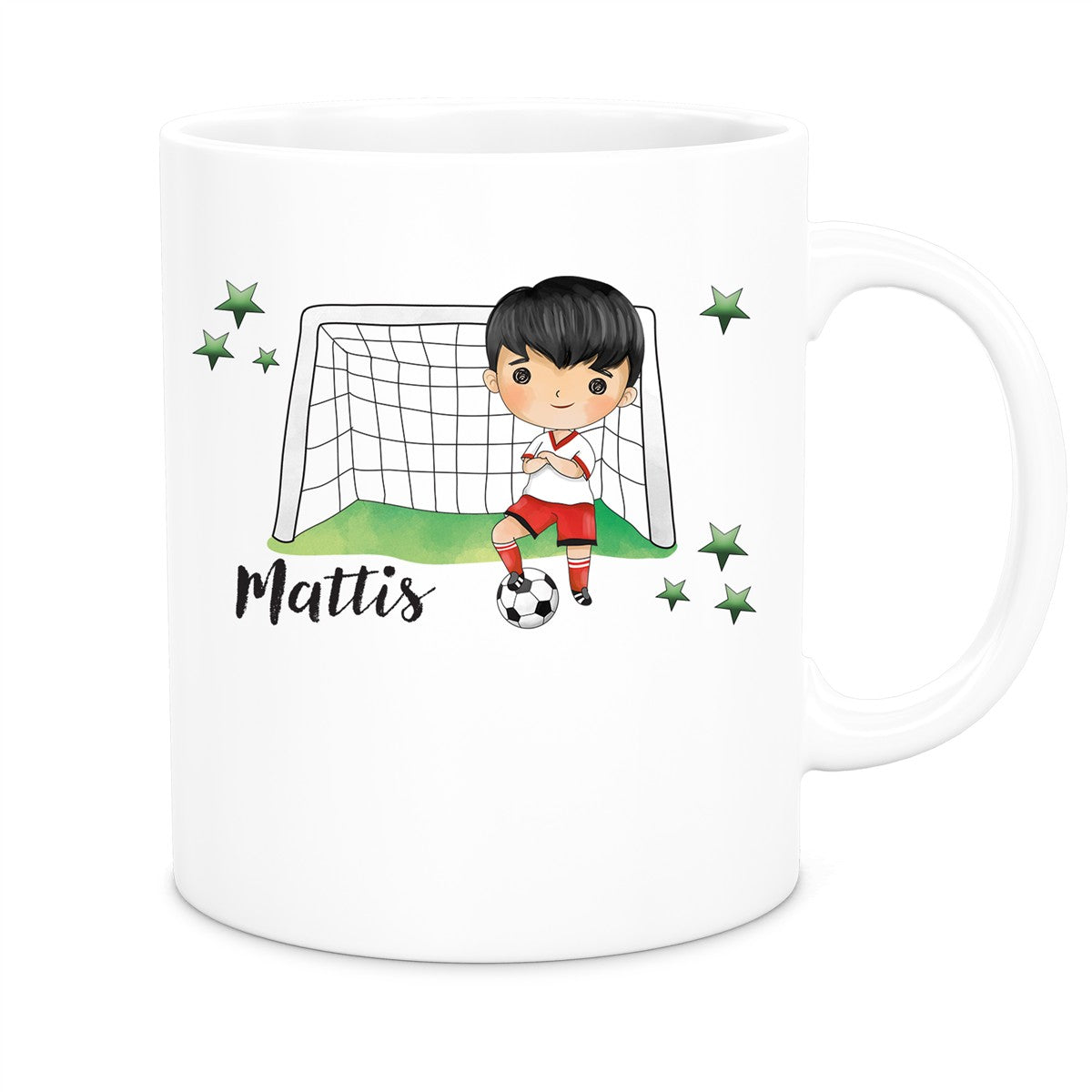 MUCKKI-PRO:509f2aa21999260c61fff609391cf209ccd3f05e4848c0d462332ecf9521ecce:Tasse Fußball 2 Wunschname Keramik Kinderbecher personalisiert versch. Farben