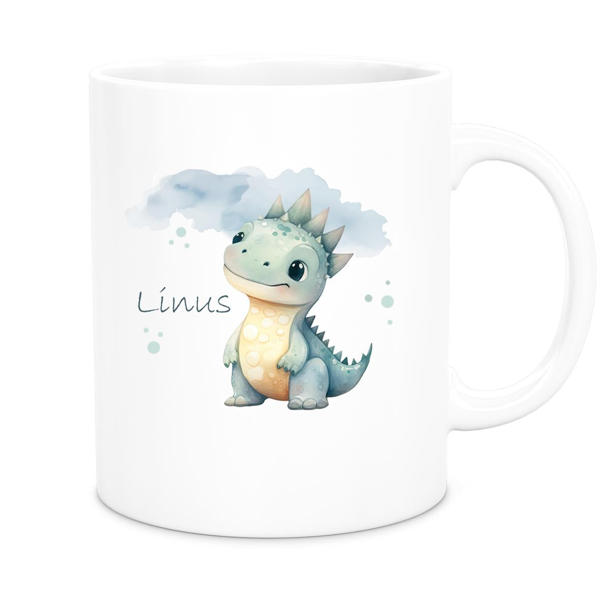 MUCKKI-PRO:0f3cbfd992e476c4f96fa3983fbe12036777c3f676d1b99b03ed384336b1171b:Tasse Dino 15 Wunschname Keramik Kinderbecher Personalisiert versch. Farben