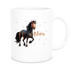 Tasse Pferd 2 Wunschname Keramik Kinderbecher personalisiert versch. Farben