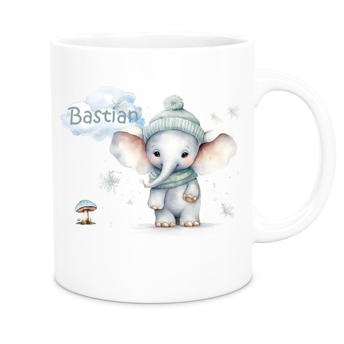 MUCKKI-PRO:e3f0d169d1d32de42eda1bac7acaf51524d5cef97aac7913a840b8ce748f4466:Tasse Wunschname Weihnachten Elefant 1 Keramik Kinderbecher versch. Farben