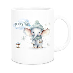 Tasse Wunschname Weihnachten Elefant 1 Keramik Kinderbecher versch. Farben
