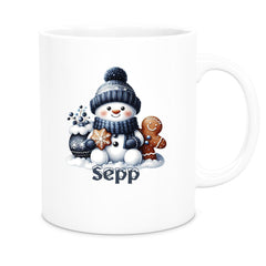 Tasse Wunschname Weihnachten Schneemann 4 Keramik Kinderbecher versch. Farben