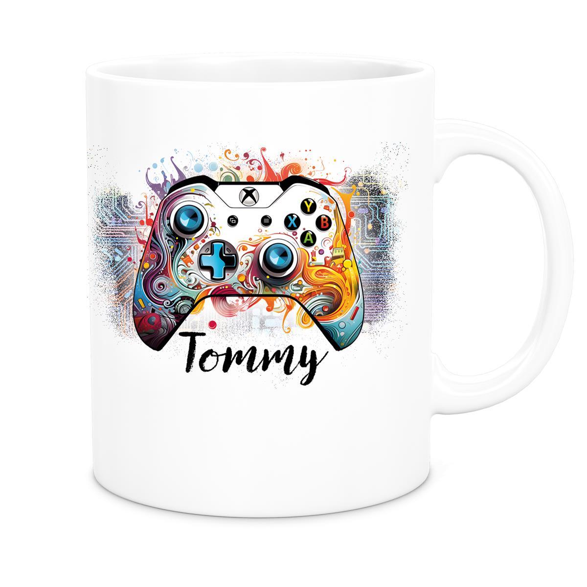 MUCKKI-PRO:b2fe6246985bf8b319f73c19af92f8b4dd6c978fef938ae04288d05a49225a93:Tasse Gamer 2 Wunschname Keramik Kinderbecher personalisiert versch. Farben