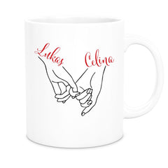 Tasse Hände Valentinstag 5 Wunschnamen Keramik personalisiert versch. Farben