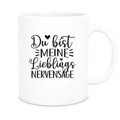 Tasse Liebe - Spruch "Du bist MEINE Lieblings NERVENSÄGE" Valentinstag Wunschnamen Keramik personalisiert versch. Farben