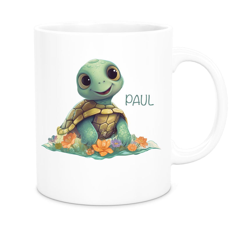 Tasse Wunschname Schildkröte 1 Keramik Kinderbecher personalisiert versch. Farben