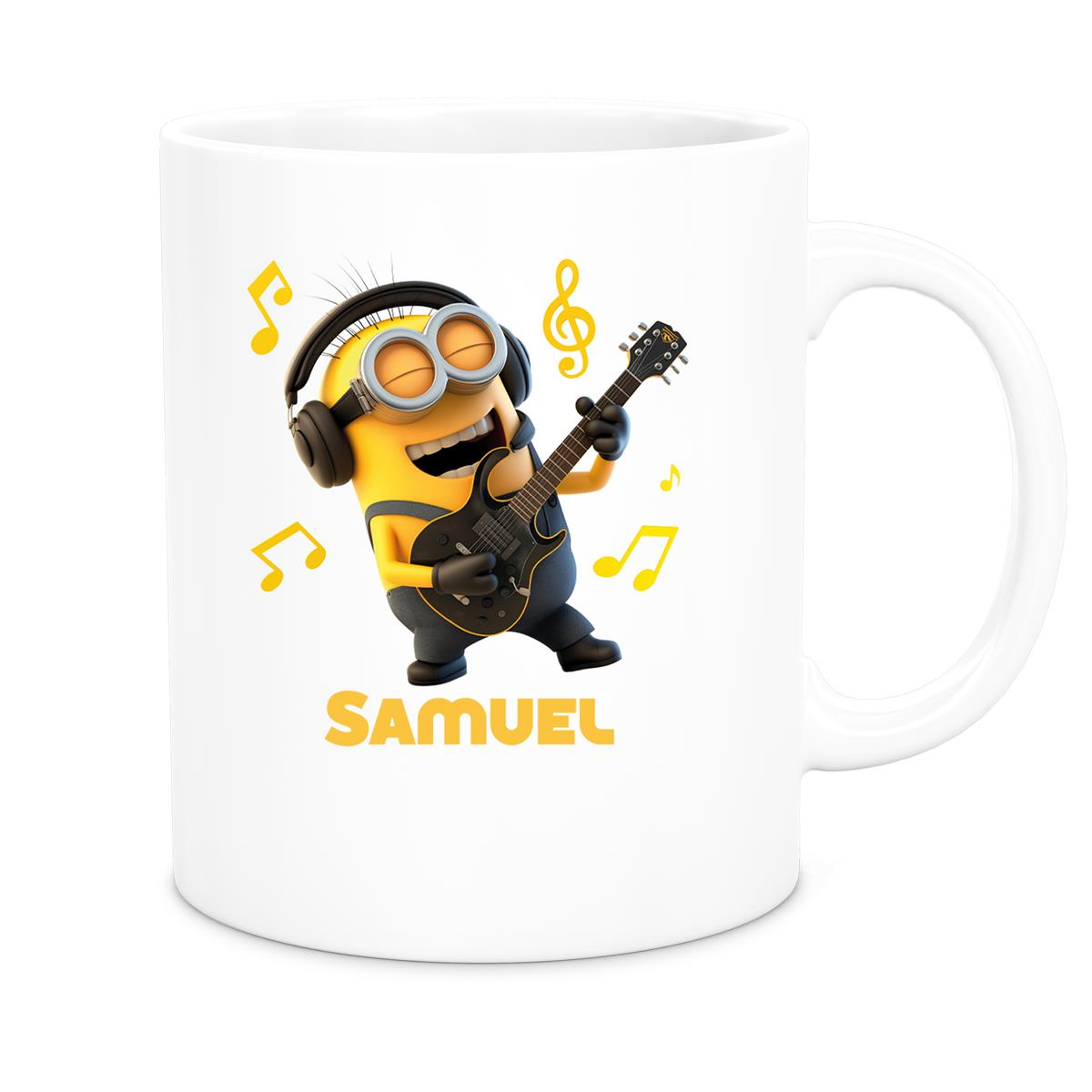 MUCKKI-PRO:068dbb5a9f7e26a7f26d6aa7f686473a07781aa0fae4a7a99a97570207377126:Tasse Minions Kinder Minion 6 Rockstar Wunschname Keramik Kinderbecher personalisiert versch. Farben