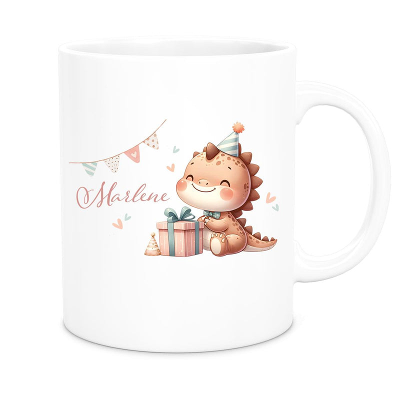 Tasse Dino 18 Wunschname Keramik Kinderbecher Personalisiert versch. Farben