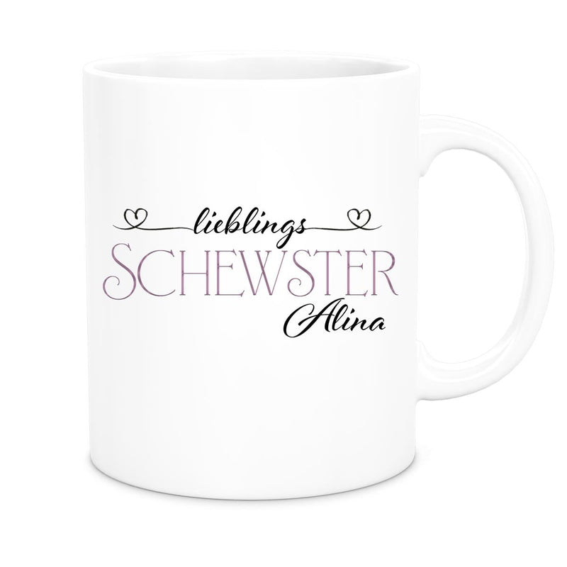 Tasse Wunschname Lieblings-Schwester 1 personalisiert Keramik versch. Farben