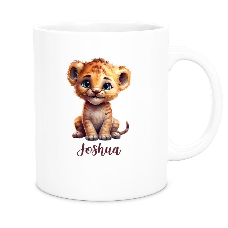 Tasse Wunschname Löwe 2 Keramik Kinderbecher versch. Farben