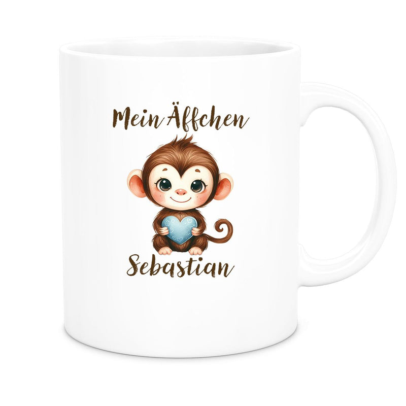 Tasse Liebe - Äffchen Valentinstag Wunschnamen Keramik personalisiert versch. Farben