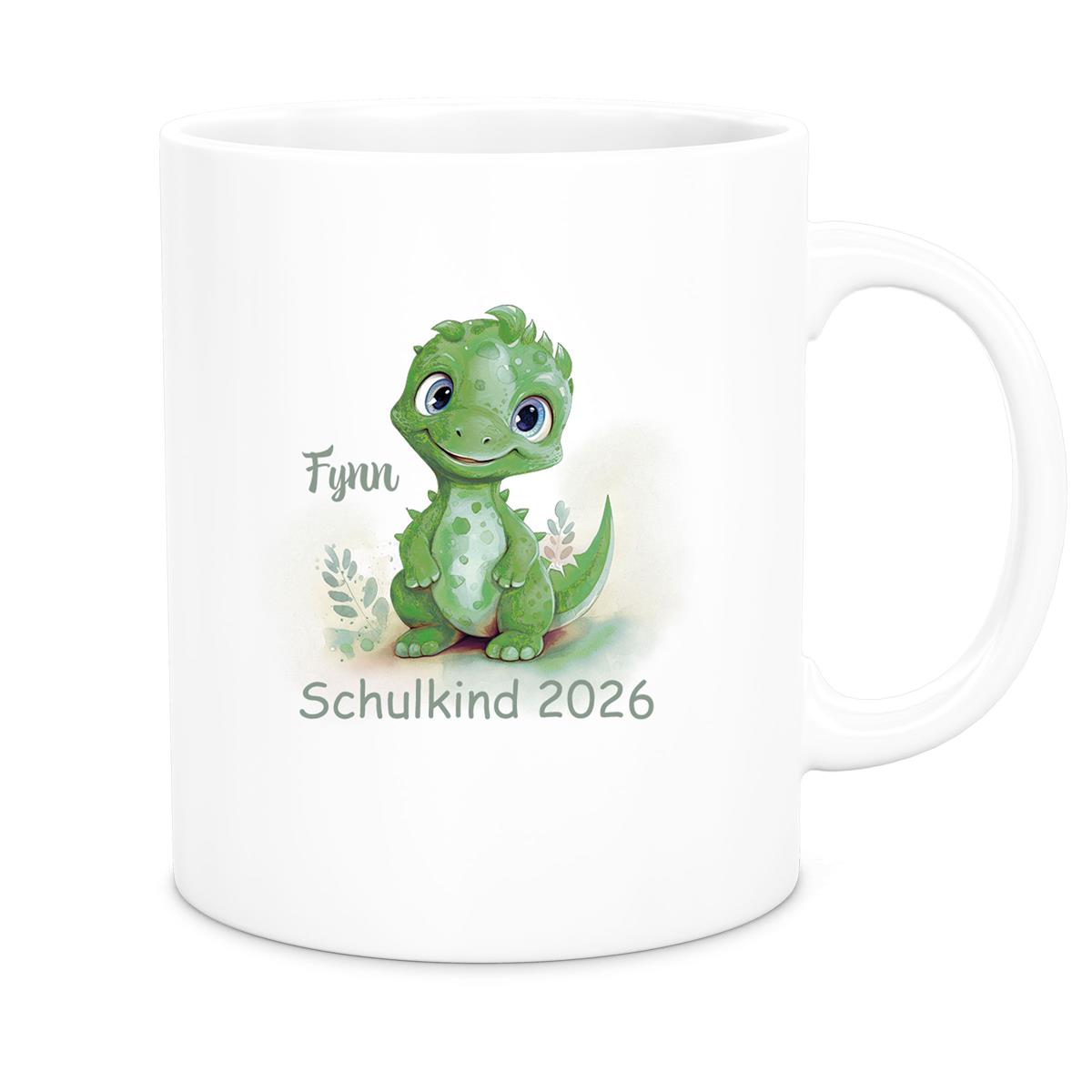 MUCKKI-PRO:afb2b1e2de8c94155bf7bc416331d7ef777452045cc46cb8ddf70d066b3fa789:Tasse Schulkind 11 Wunschname Dino 2 Keramik Kinderbecher Personalisiert versch. Farben