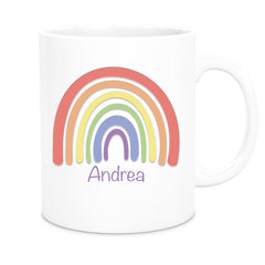 Tasse Wunschname Regenbogen 1 Keramik Kinderbecher versch. Farben