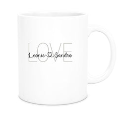 Tasse Liebe - Spruch "LOVE" Valentinstag Wunschnamen Keramik personalisiert versch. Farben