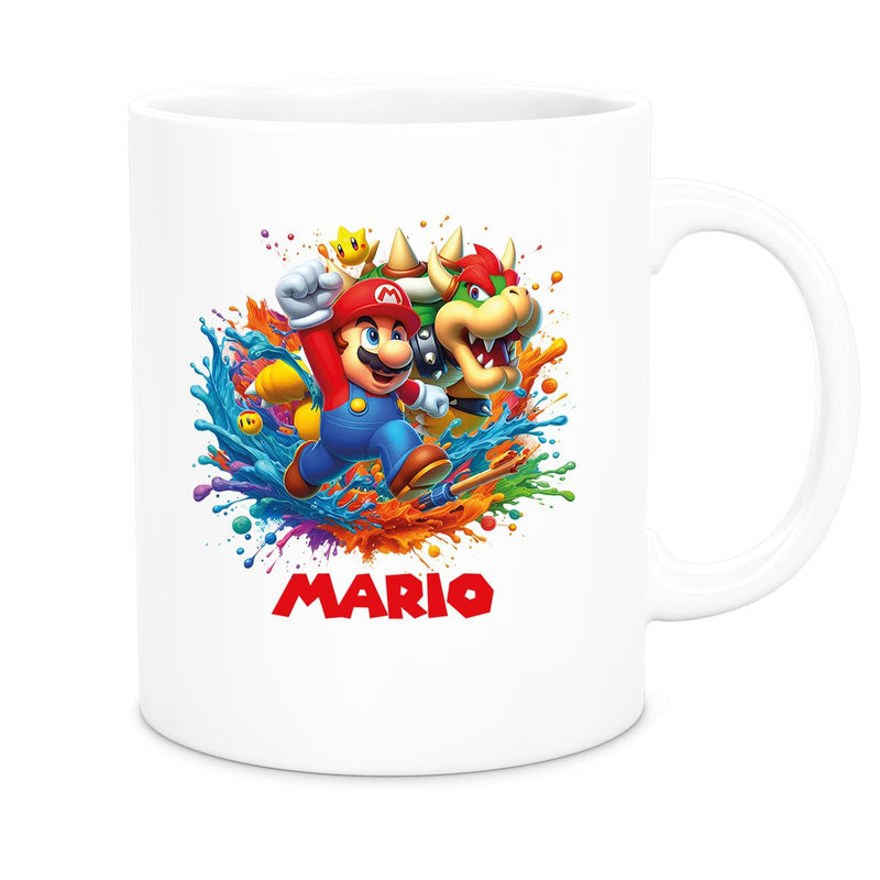 Tasse Wunschname Super-Mario 5 Keramik Kinderbecher personalisiert versch. Farben