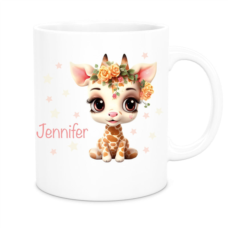 Tasse Wunschname Giraffe 1 Keramik Kinderbecher versch. Farben