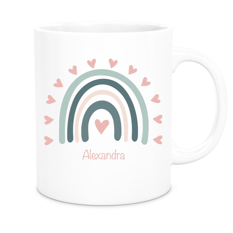 Tasse Wunschname Regenbogen 4 Keramik Kinderbecher versch. Farben