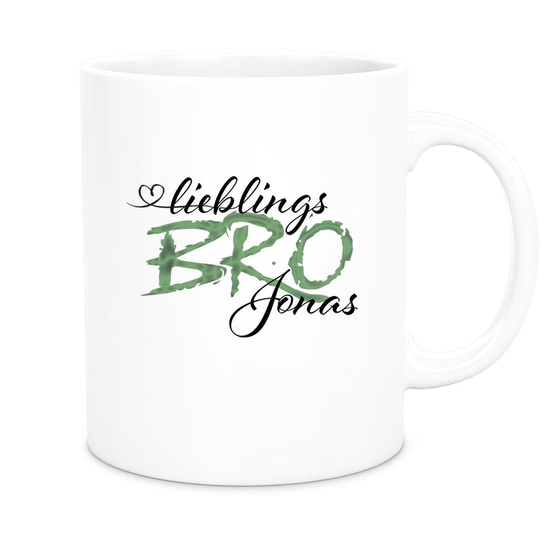 Tasse Wunschname Lieblings-BRO 2 personalisiert Keramik versch. Farben