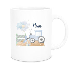 Tasse Wunschname Baustelle Traktor 1 Keramik Kinderbecher versch. Farben