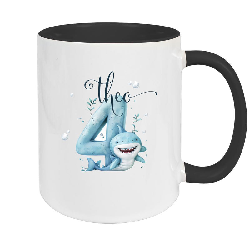 Tasse Geburtstag Hai Wunschname Keramik Kinderbecher Personalisiert versch. Farben