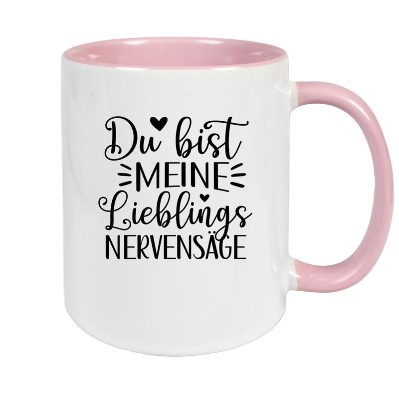 Tasse Liebe - Spruch "Du bist MEINE Lieblings NERVENSÄGE" Valentinstag Wunschnamen Keramik personalisiert versch. Farben