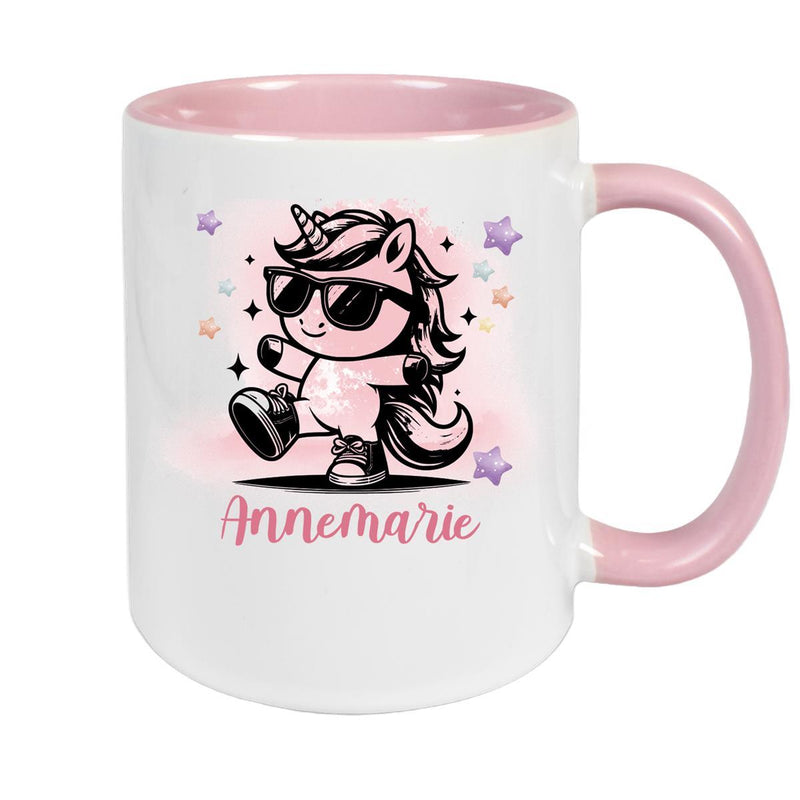 Tasse Wunschname Einhorn 11 Keramik Kinderbecher personalisiert versch. Farben