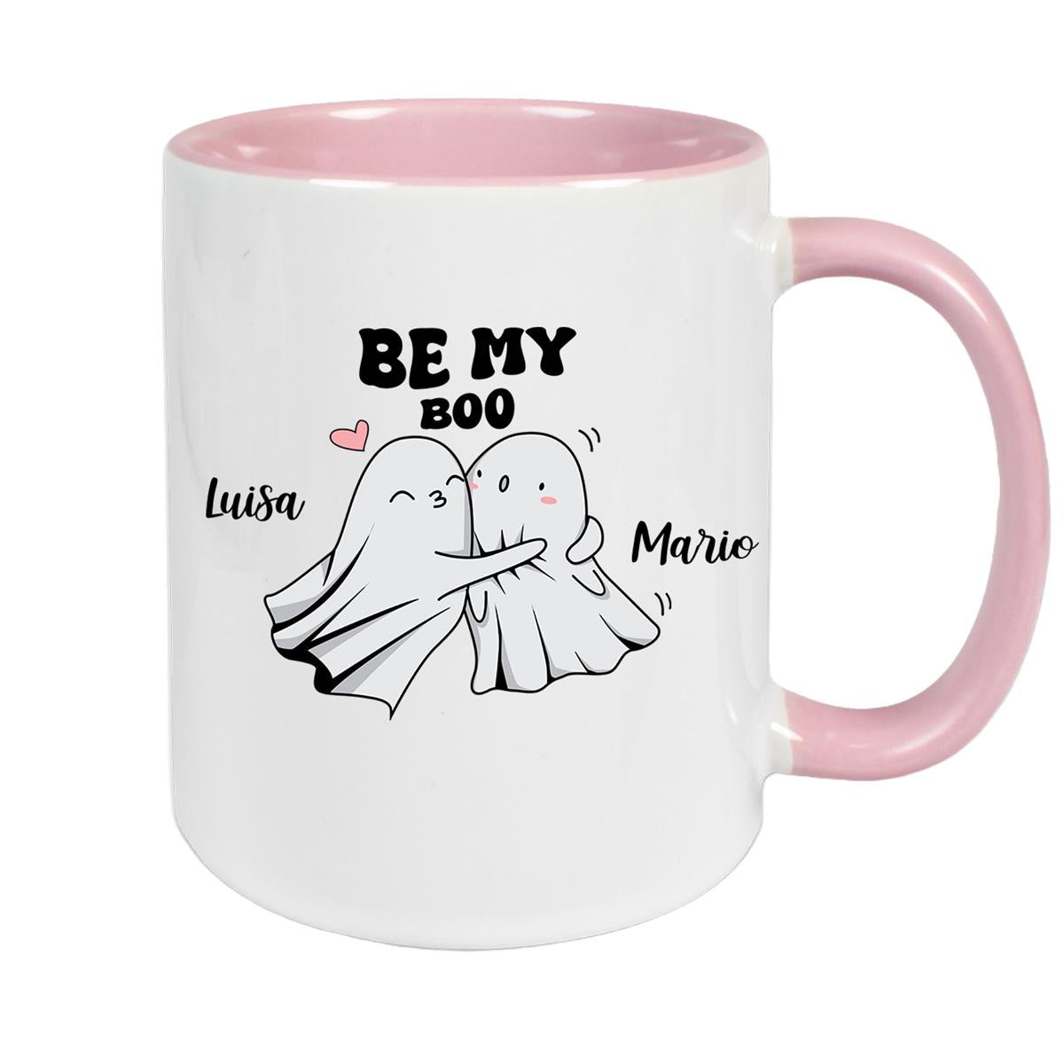 MUCKKI-PRO:60c142fd7803287e96b7e309c2684698872379940641633b763ead5a2e608355:Tasse Liebe - BE MY BOO Valentinstag Wunschnamen Keramik personalisiert – Altrosa