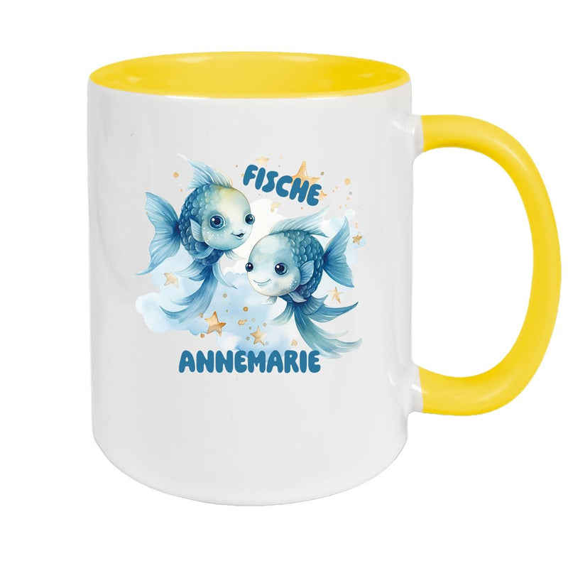 Tasse Sternzeichen Kinder Fische 1 Wunschname Keramik Kinderbecher personalisiert versch. Farben