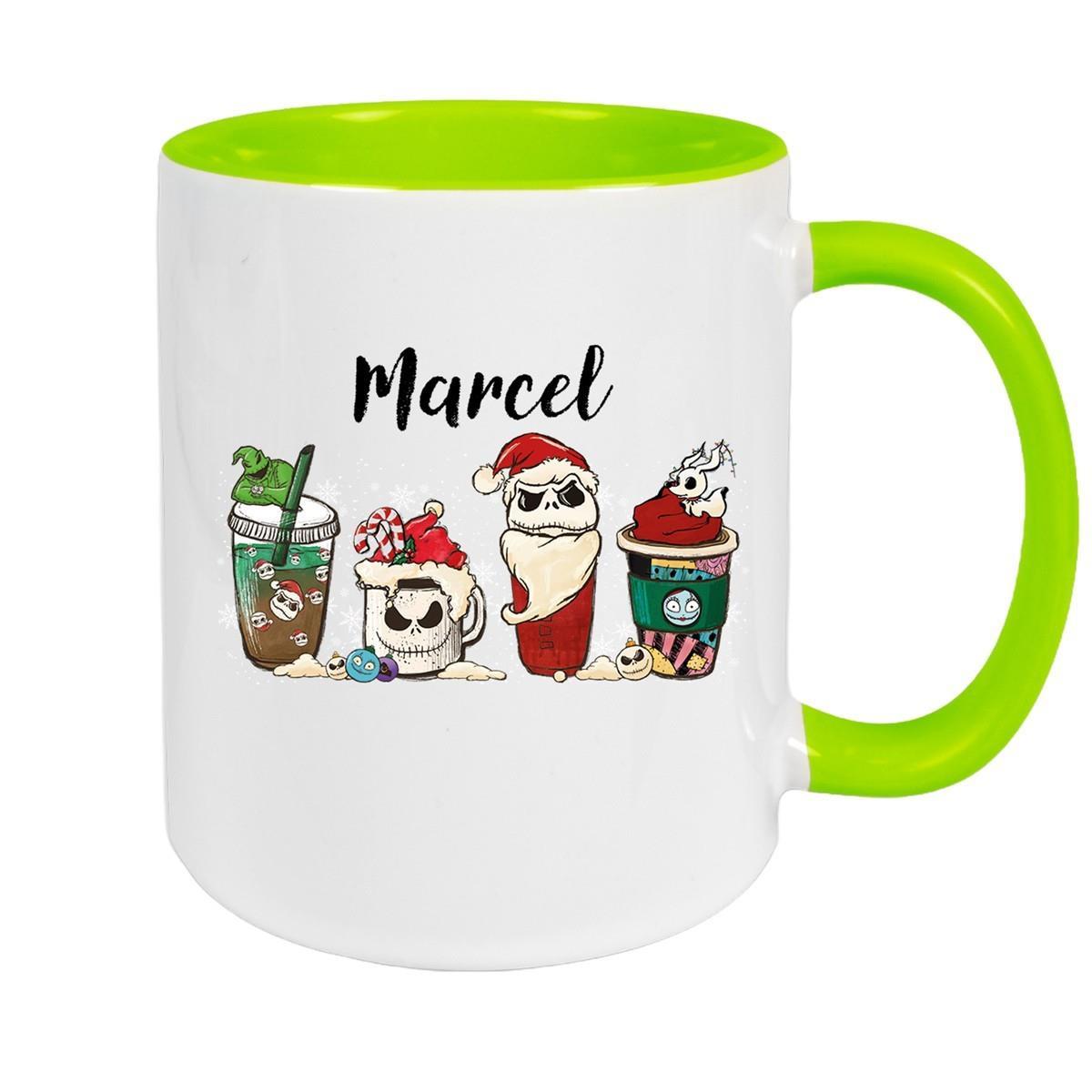 MUCKKI-PRO:6ca896e09d334f2c43ab0726c55f71c6d0e8467b106cf22ae6f90057c55d5857:Tasse Wunschname Weihnachten Nightmare before Christmas 9 Keramik – Grün