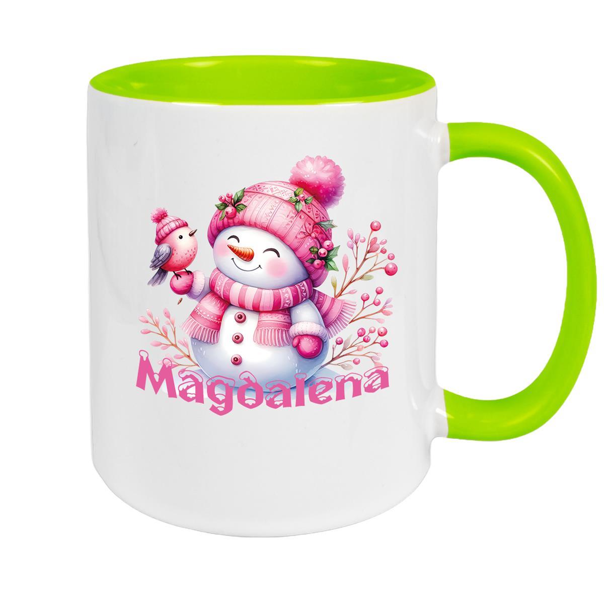 MUCKKI-PRO:b8654b25619cc54e7594dd8285f74b9e1fbc611bb0216ccfa571d2d78209d0e6:Tasse Wunschname Weihnachten Schneemann 1 Keramik Kinderbecher – Grün