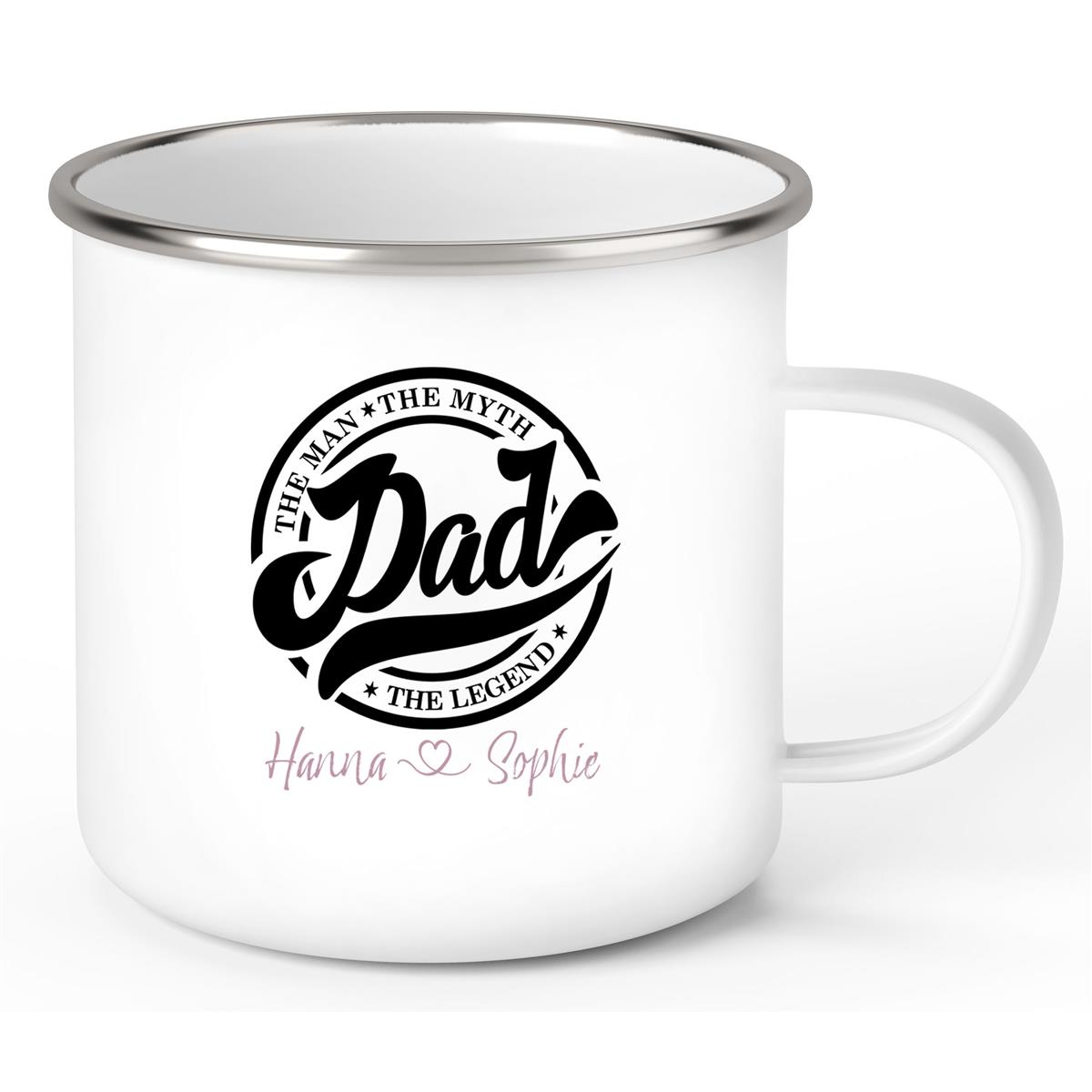 Tasse Vatertag 8 Papa "The Legend" Wunschnamen Emaille Personalisiert