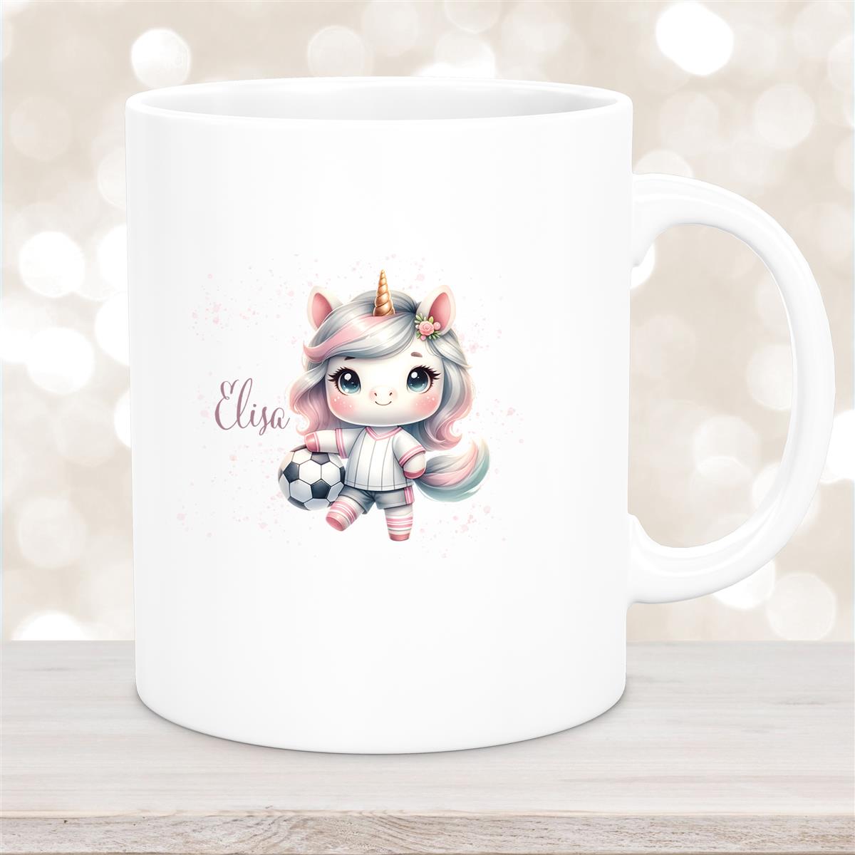 Tasse Fußball #10 Wunschname Keramik Kinderbecher personalisiert Weiß